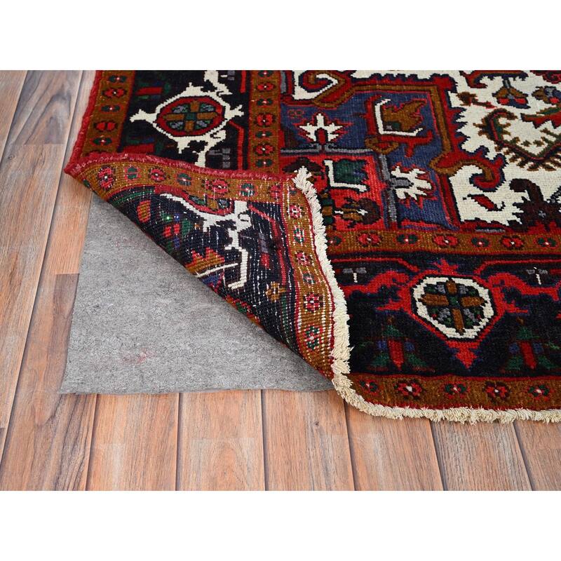 Shahbanu Rugs Spanish Red Vintage Persian Heriz Pure Wool